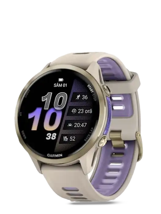Ceas inteligent Garmin Forerunner 970 Titan Soft gold cu brățară