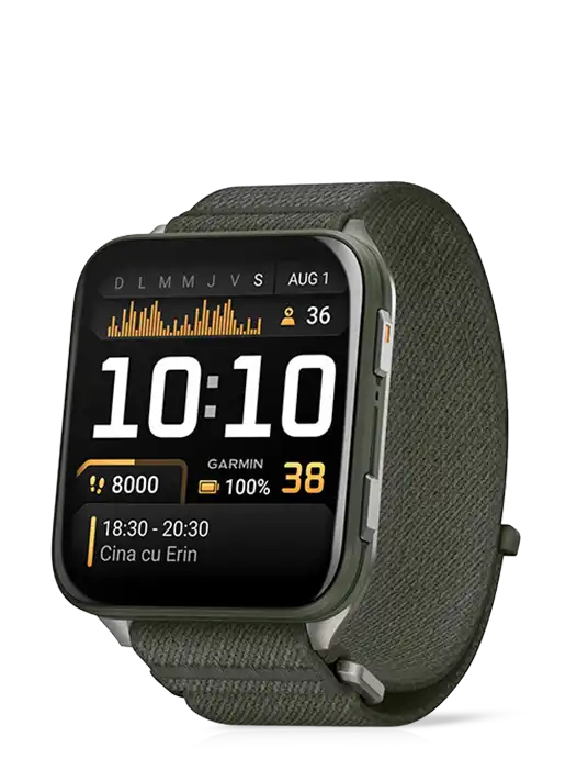 Ceas inteligent Garmin Venu X1 cu bandă moss din nailon